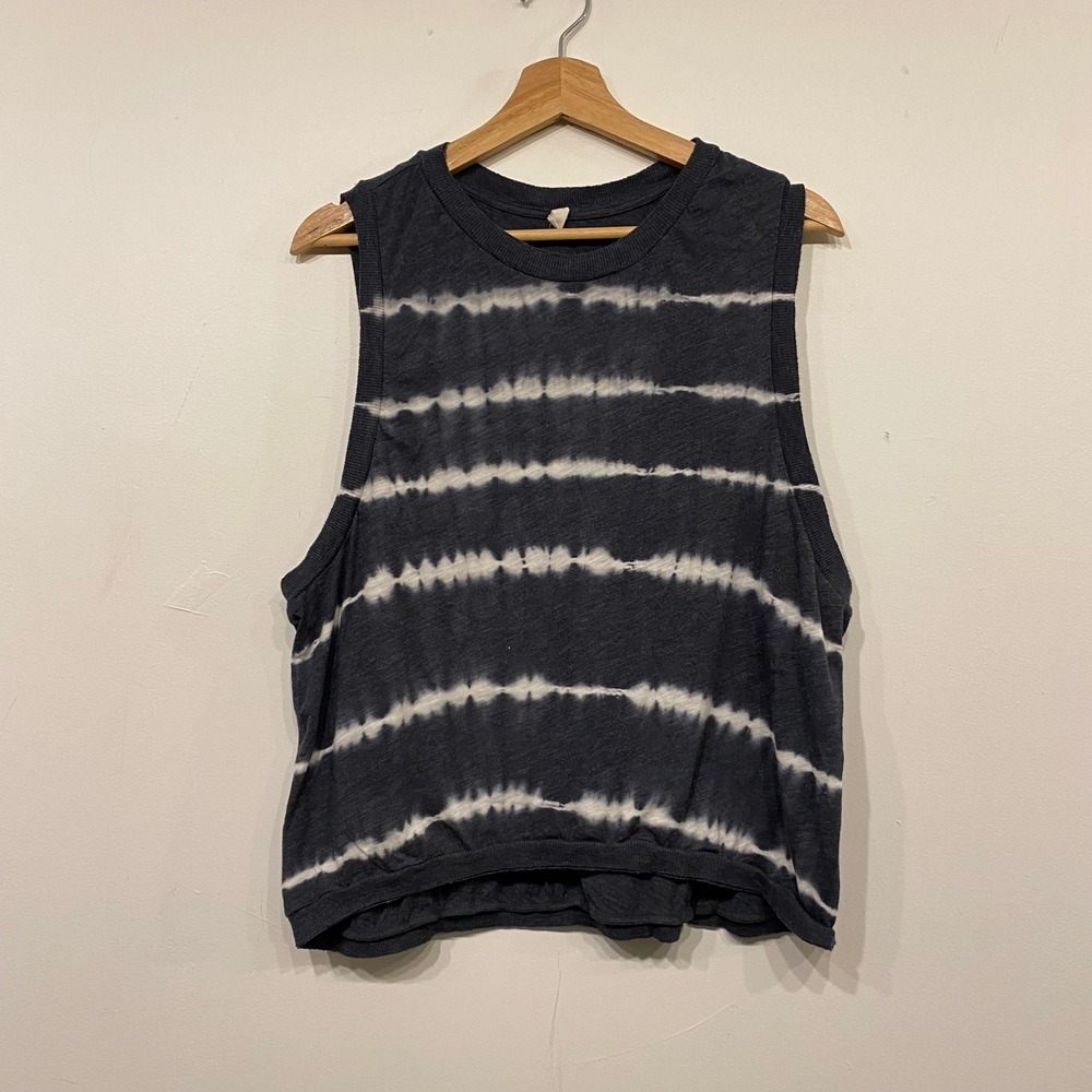 FP Movement Free People Tie Dye Muscle Tank Top Gray White Sleeveless Large